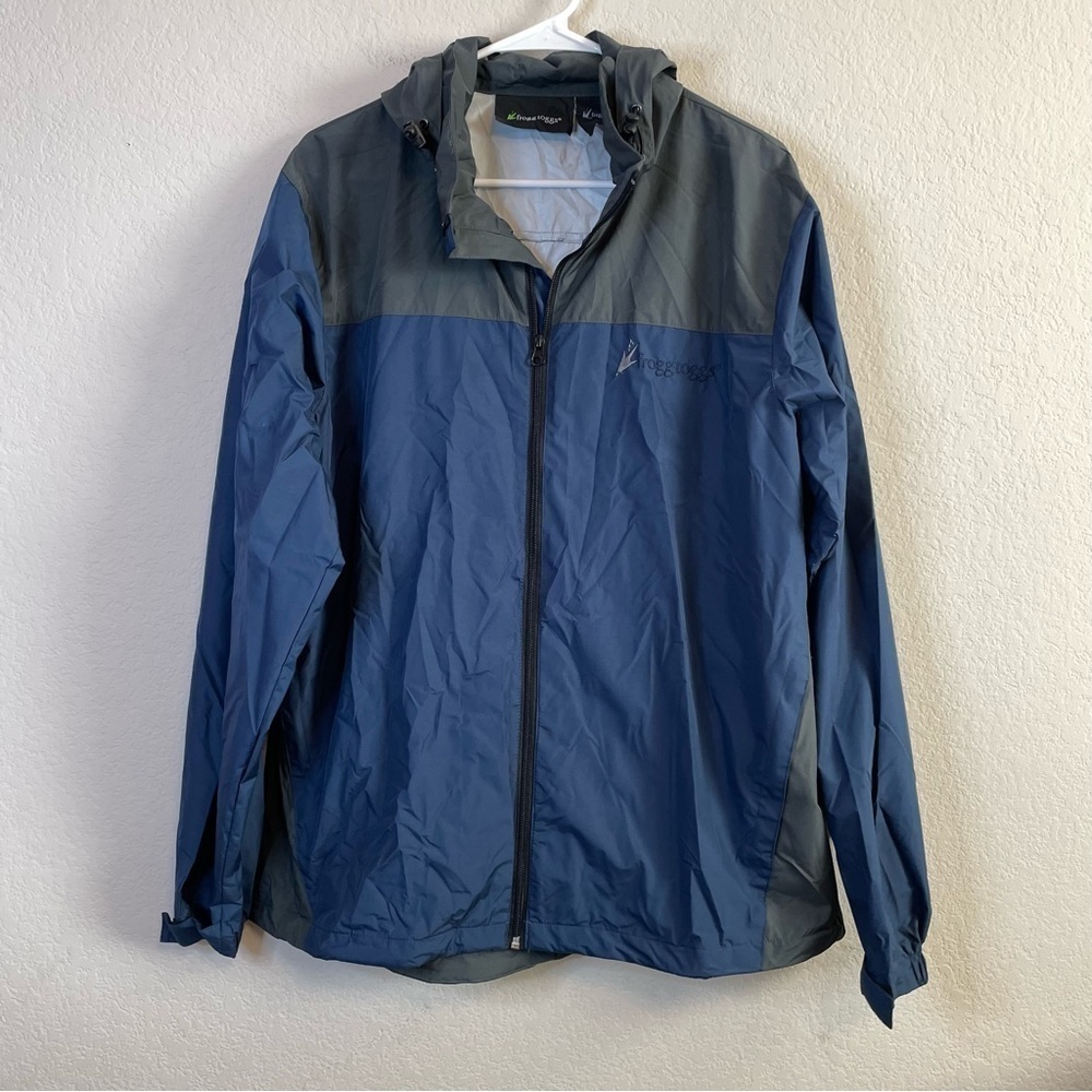 Frogg toggs Navy Blue and Black Zip up Hooded Lightweight Outerwear Rain Jacket